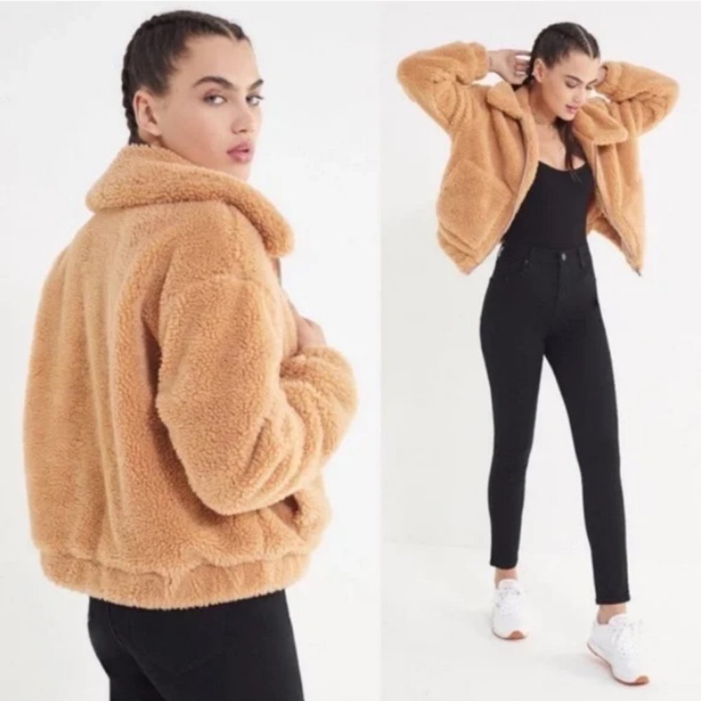 Urban Outfitters Cropped Teddy Jacket